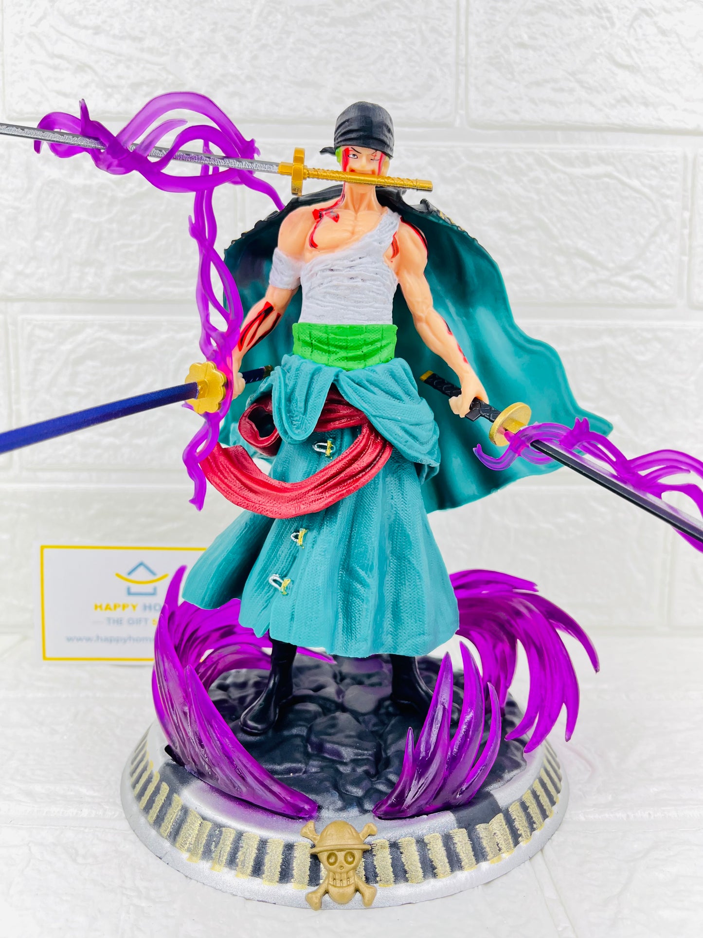 21 cm Zoro Bloodbath Purple Flames One Piece Figurine