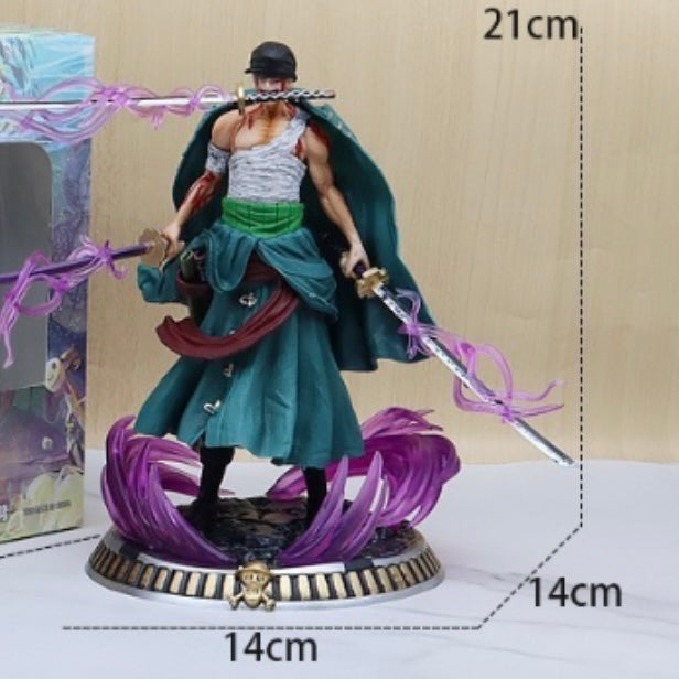 21 cm Zoro Bloodbath Purple Flames One Piece Figurine