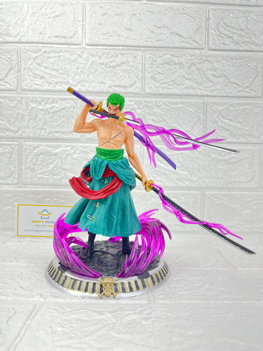 19 cm Roronoa Zoro Three Sword Style Purple Flames One Piece Figurine
