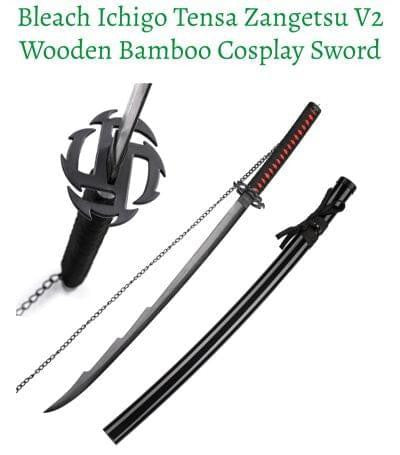 104 cm - Ichigo Tensa Zangetsu V2 - Bleach - Life Size Wooden Katana