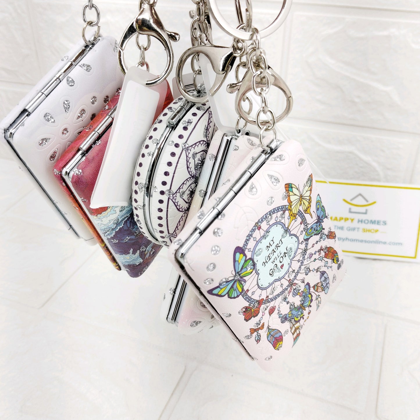 Glitter Cosmetic mirror keychain - All mix design - both shape