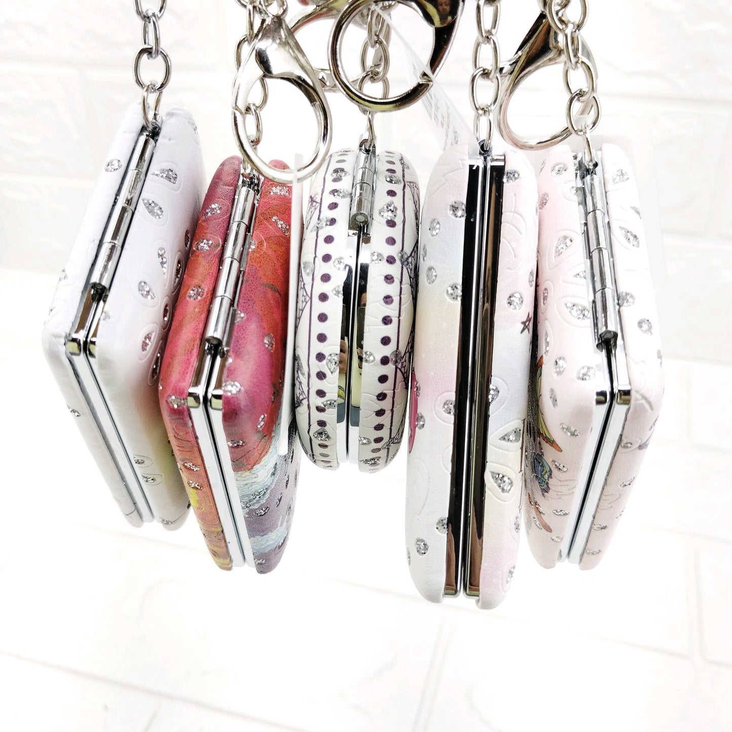 Glitter Cosmetic mirror keychain - All mix design - both shape