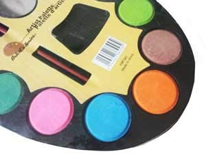 Watercolor paint palette with brush