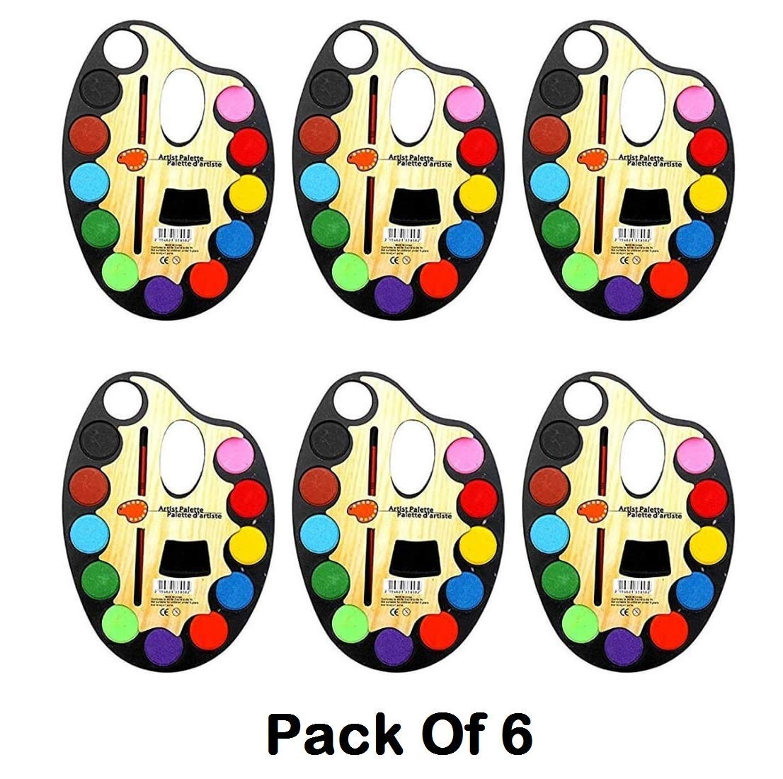 Watercolor paint palette with brush