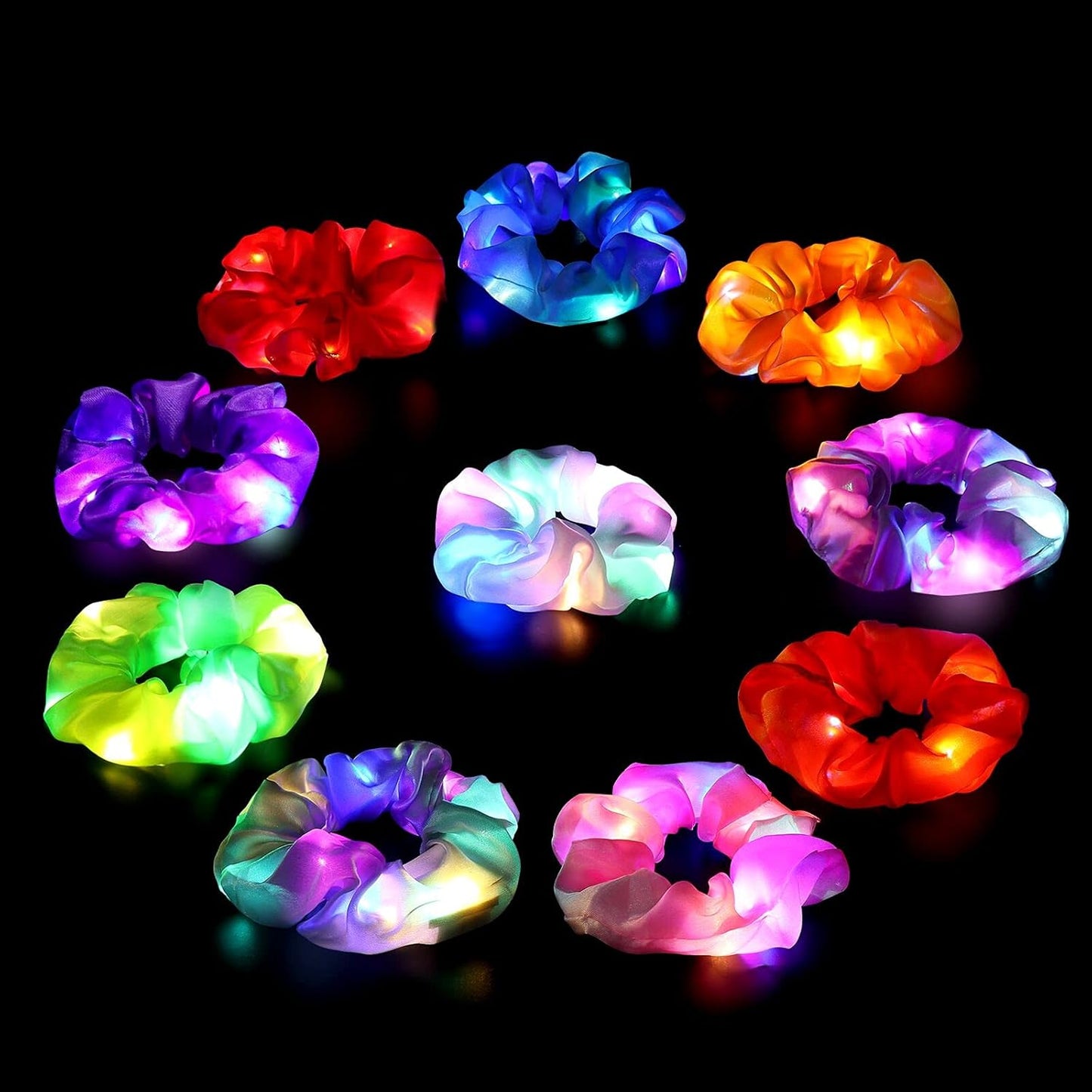 LED Hair Scrunchies Light Up Elastic Bands