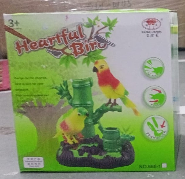 Heartful Singing Single Bird on Branch