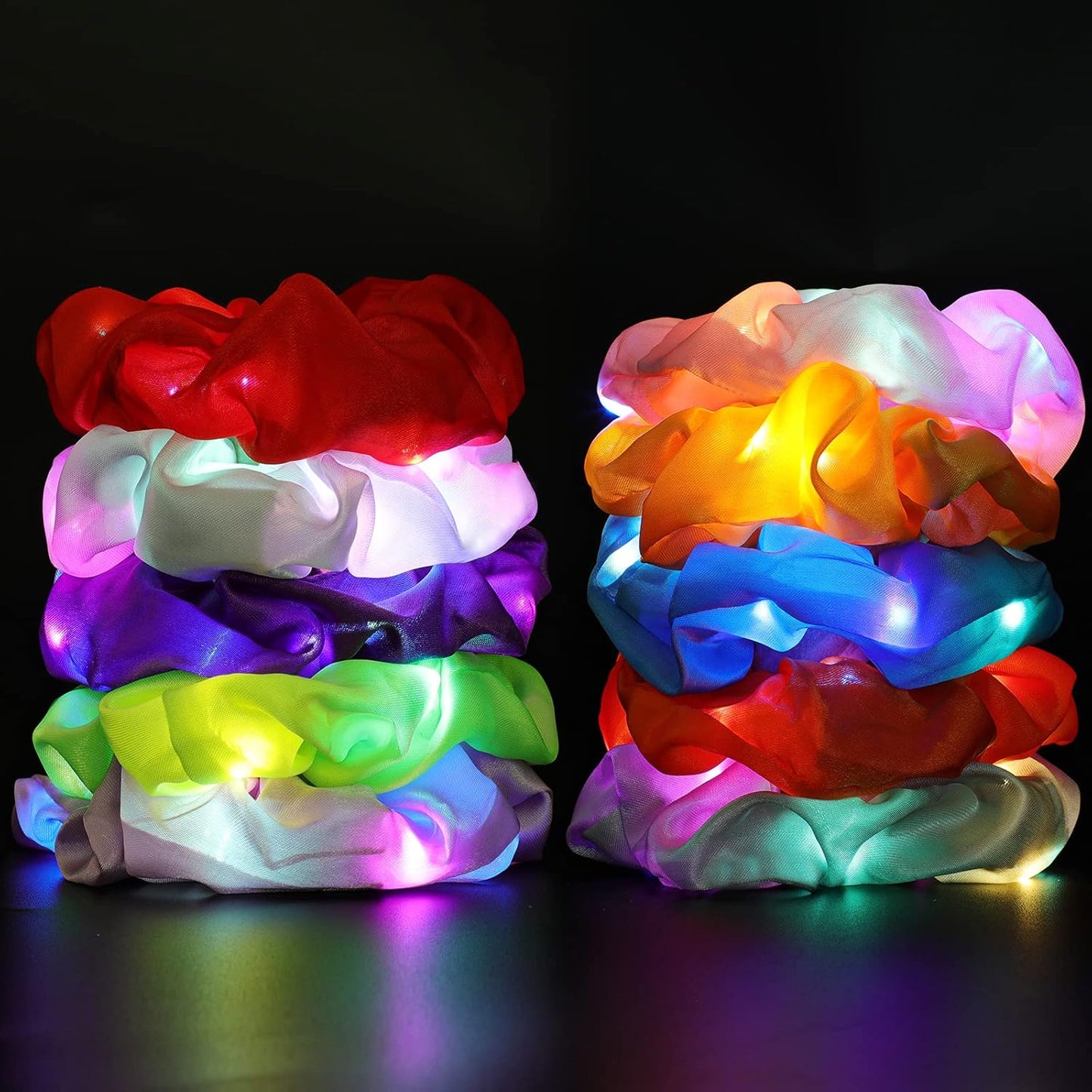 LED Hair Scrunchies Light Up Elastic Bands