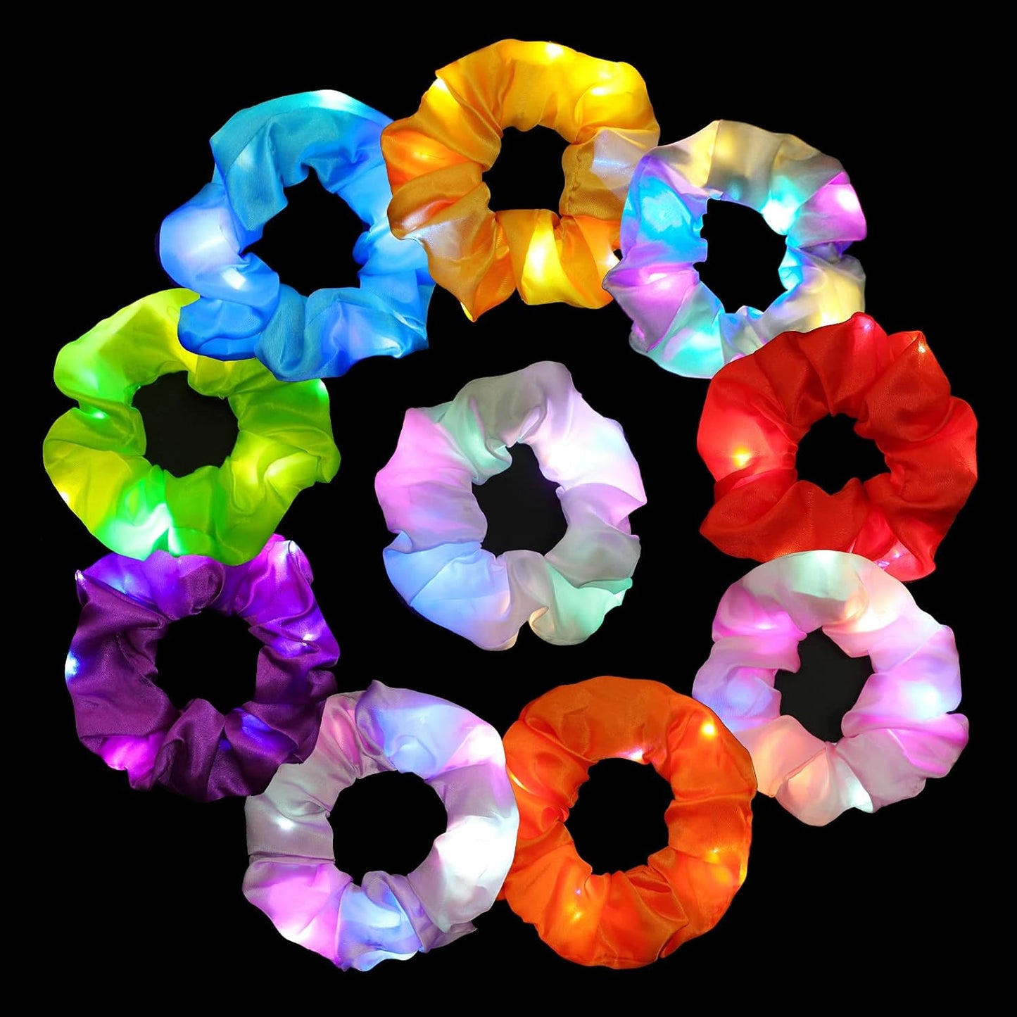 LED Hair Scrunchies Light Up Elastic Bands
