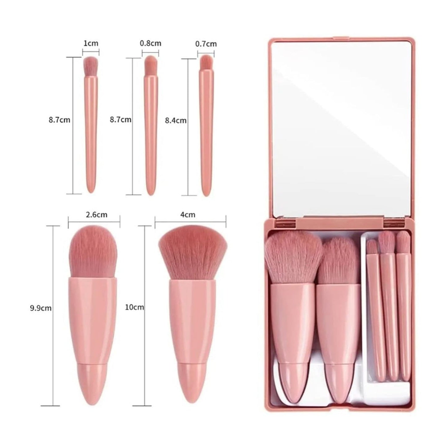 Cosmetic mirror with brushes