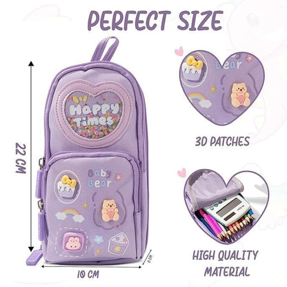 three-layer pencil pouch with a panda design