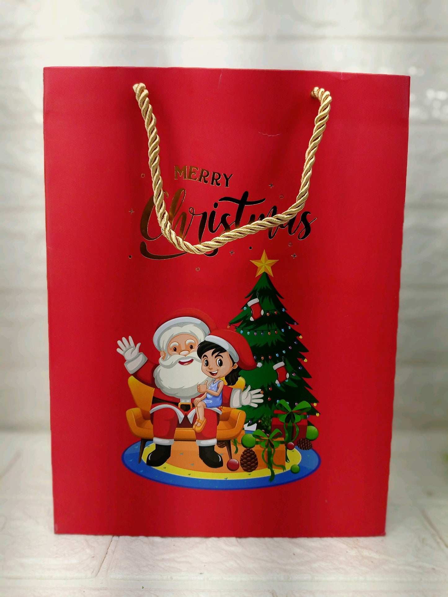 Christmas paper Santa gift bag
