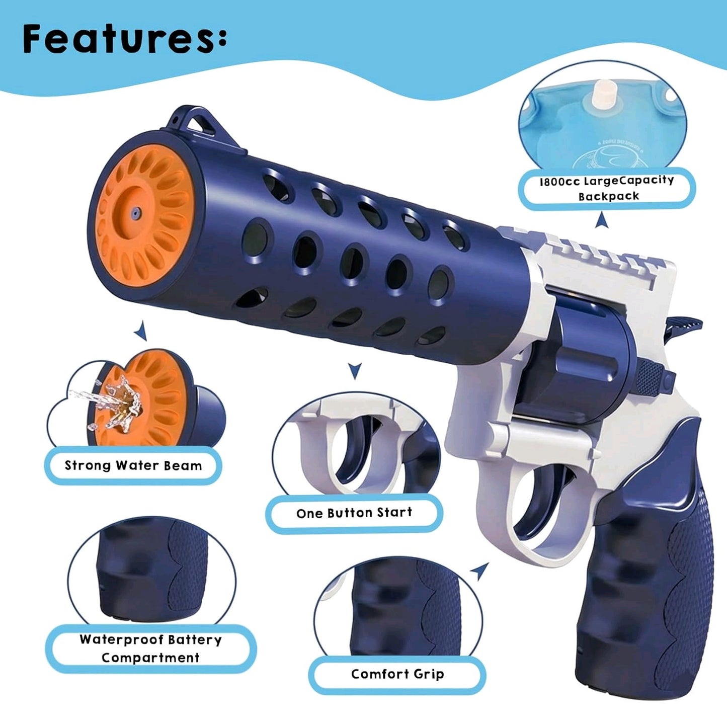Revolver Single WaterGun With Bag