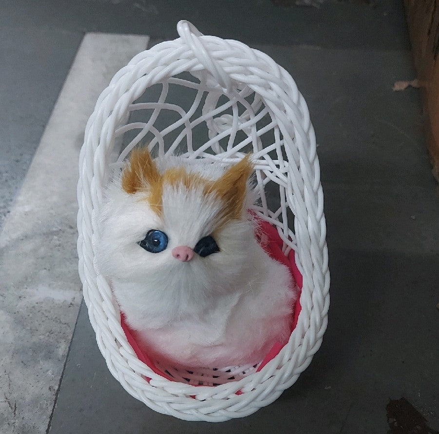 Toy Cat in Big Basket